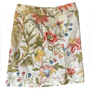 Talbots Vintage Floral Print Crisp Cotton Skirt. Side Zipper. Size 10. 30” Waist